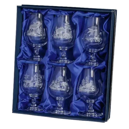 Conjunto 6 copos vinho motivos caça