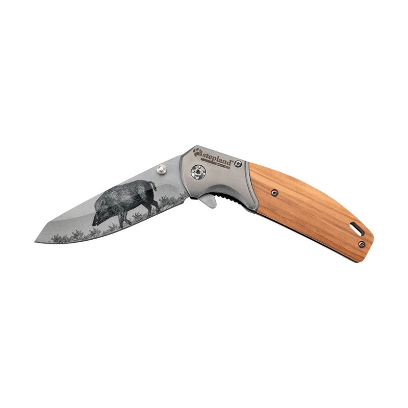 Faca Inox 8 cm gravação Javali