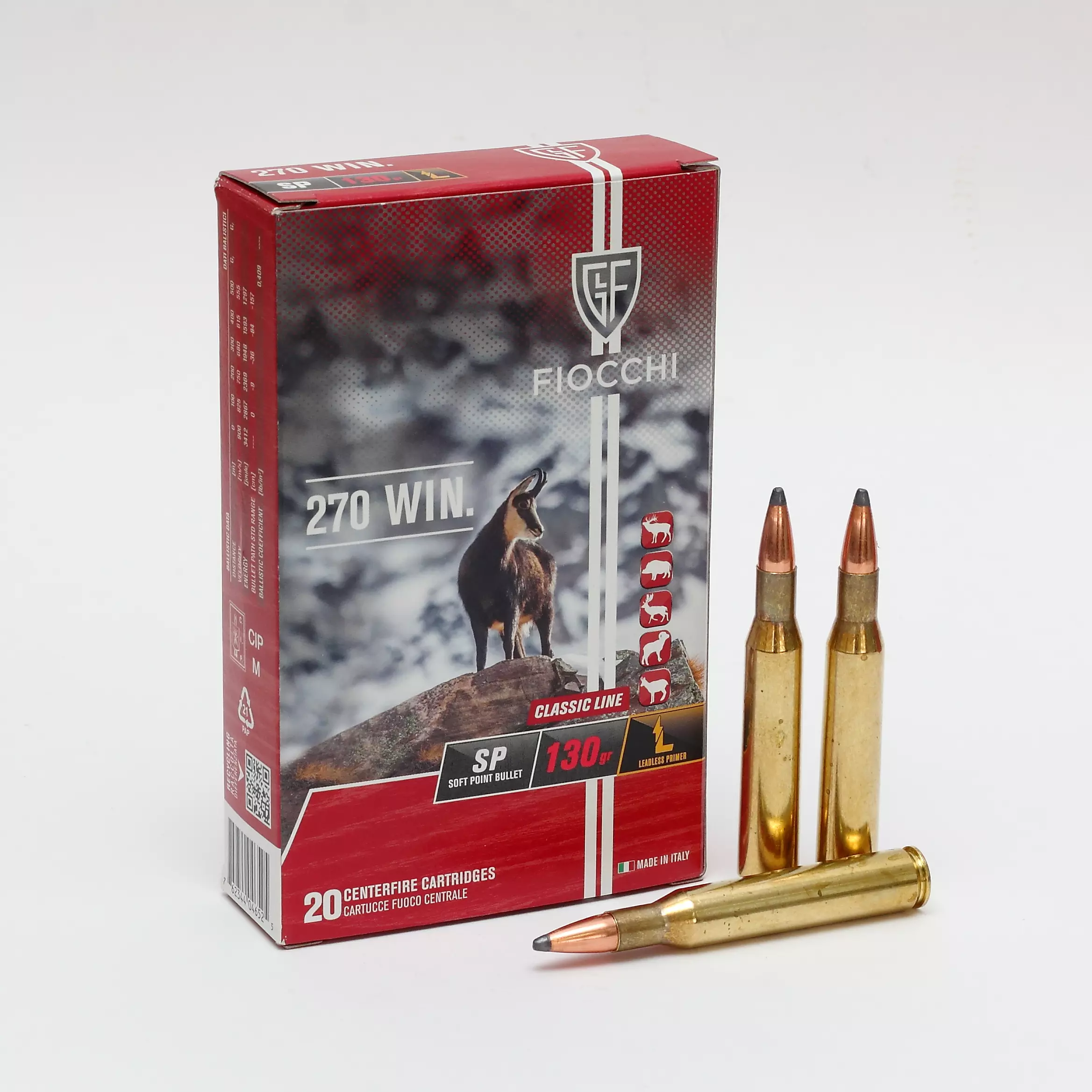 Cx 20 Munições Fiocchi SP 130gr 270Win.