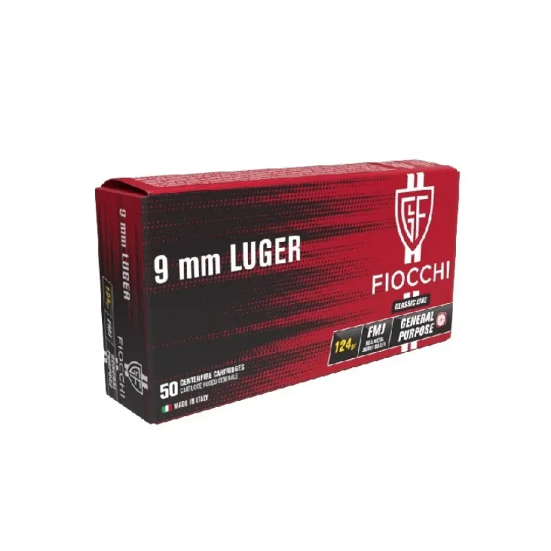 Cx 50 Munições Fiocchi  FMJ 124gr 9x19